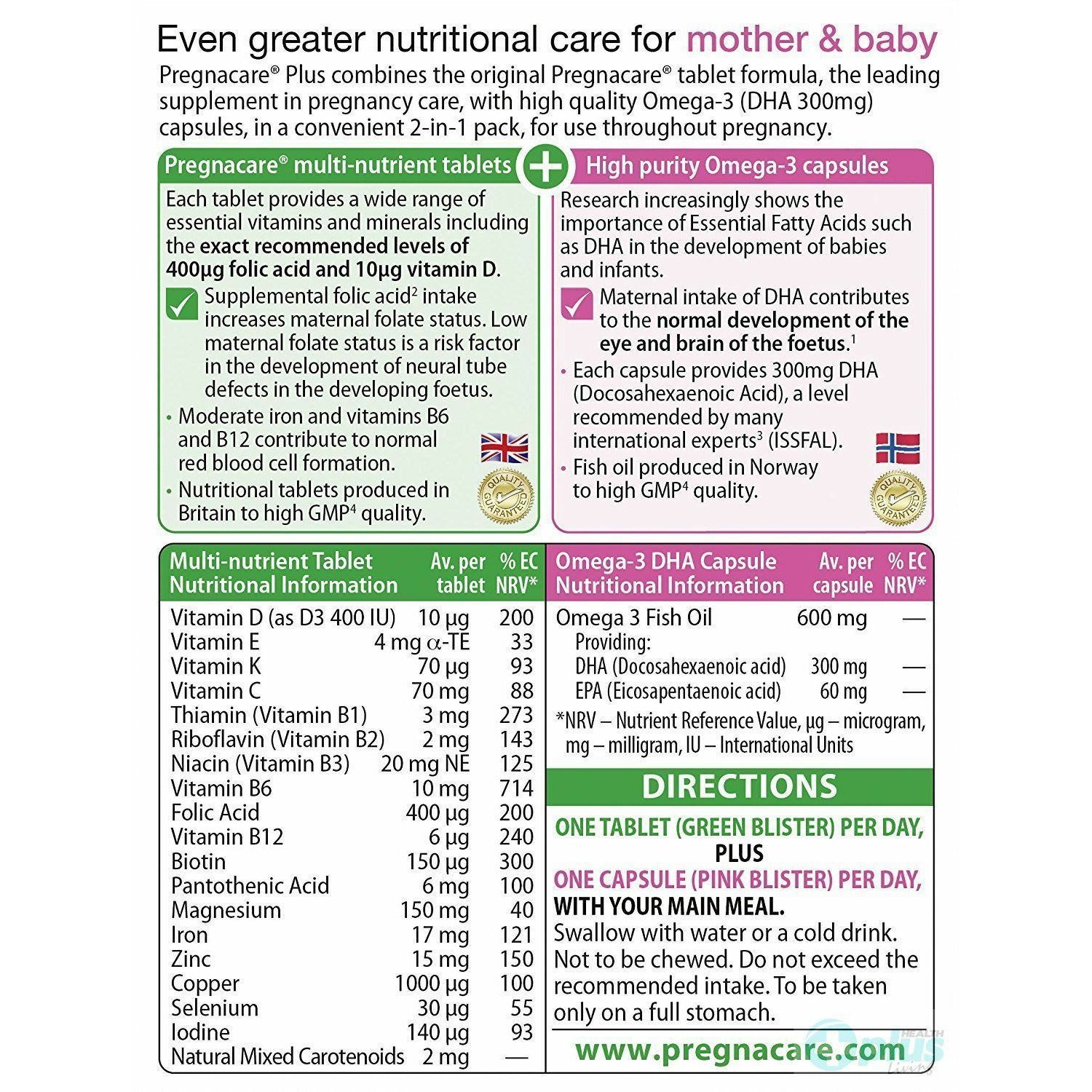 Pregnacare Plus Omega 3 Dietary Supplement 56 Tablets