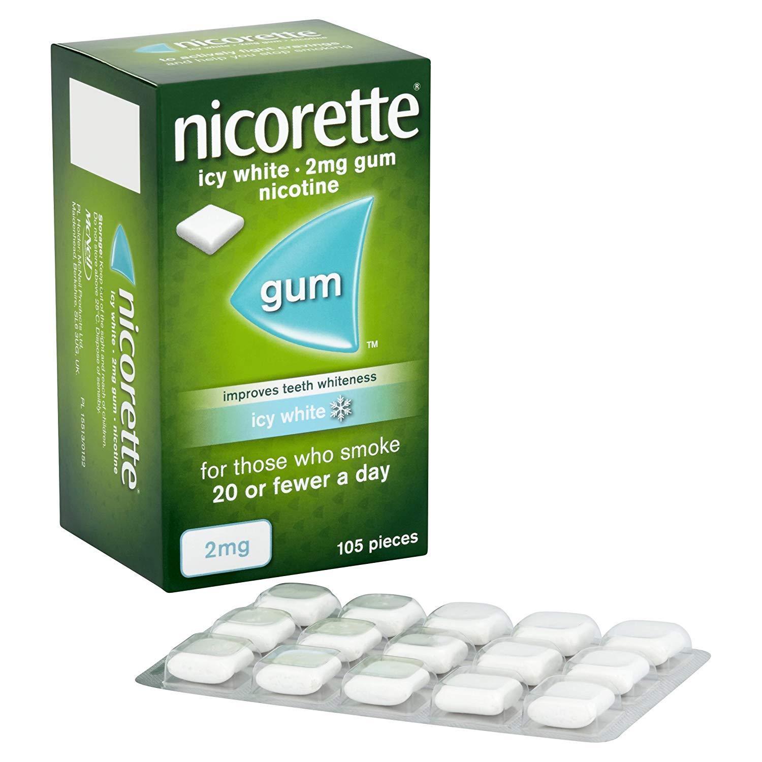 Nicorette Icy White Gum 2mg 105 Pieces