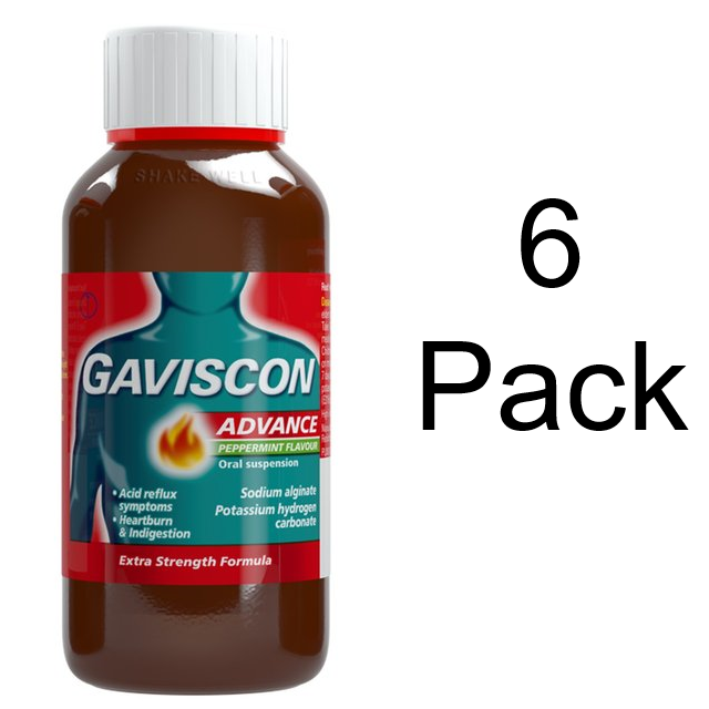 Gaviscon Advance Peppermint Flavour Oral Suspension, 300ml 6 Pack