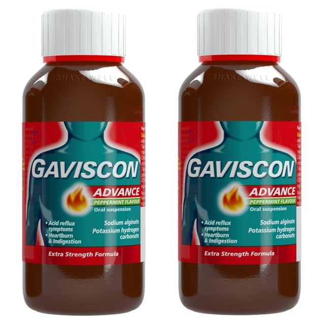 Gaviscon Advance Peppermint Flavour Oral Suspension, 300ml Twin Pack