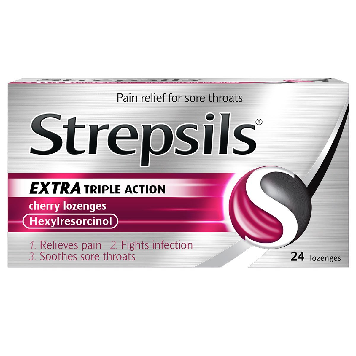 Strepsils Extra Triple Action Cherry Lozenges 24