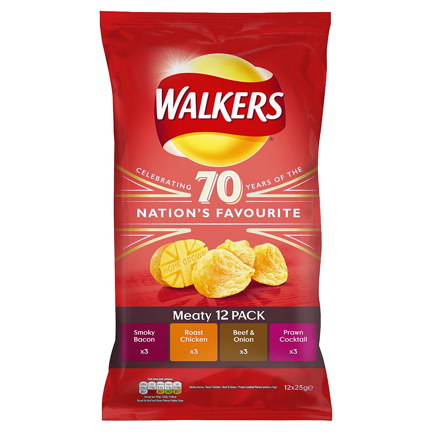 Walkers Meaty Variety Crisps 12 x 25g packs